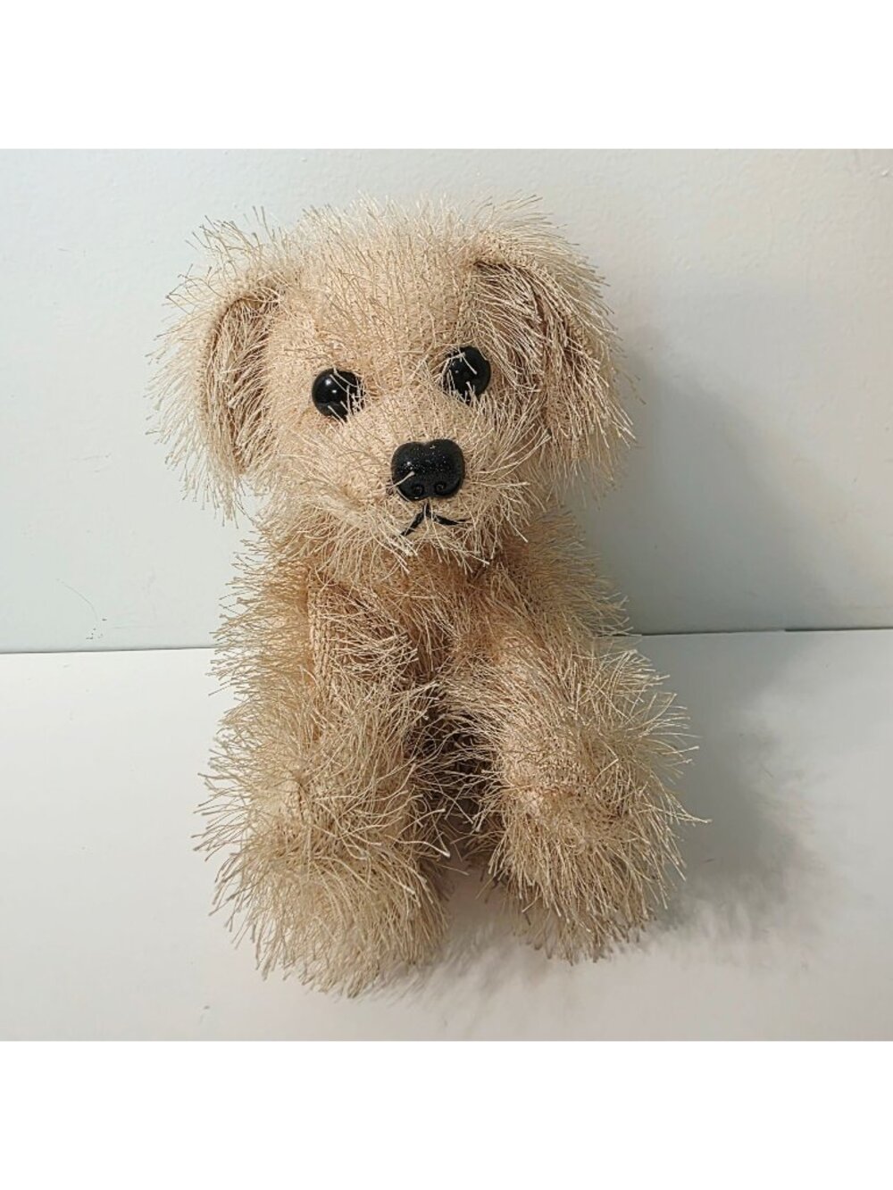 Vtg Russ Berrie Scrappy Puppy Dog Plush Beige Shaggy Fuzzy Stuffed Animal